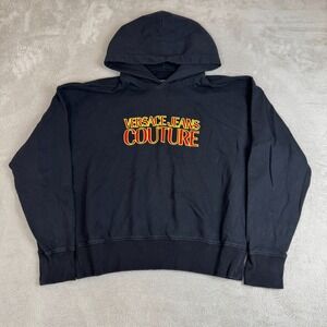 Versace‎ Jeans Couture Hoodie Mens S Black Preowned Pullover Athleisure Trendy